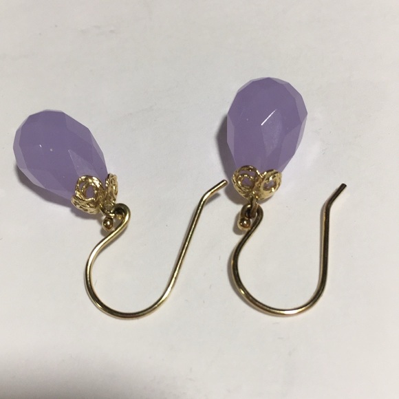 ROSS-SIMONS GOLD PLATED PURPLE JADEITE EARRINGS - Picture 4 of 8